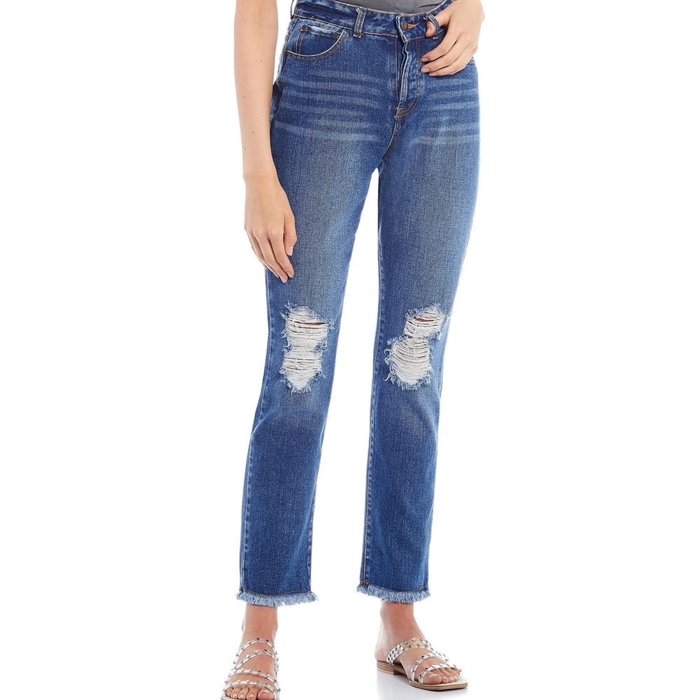 C&V Chelsea & Violet Distressed Ankle Frayed Hem Skinny Jeans